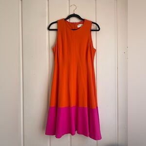 Eliza J Orange and Pink Sleeveless Dress